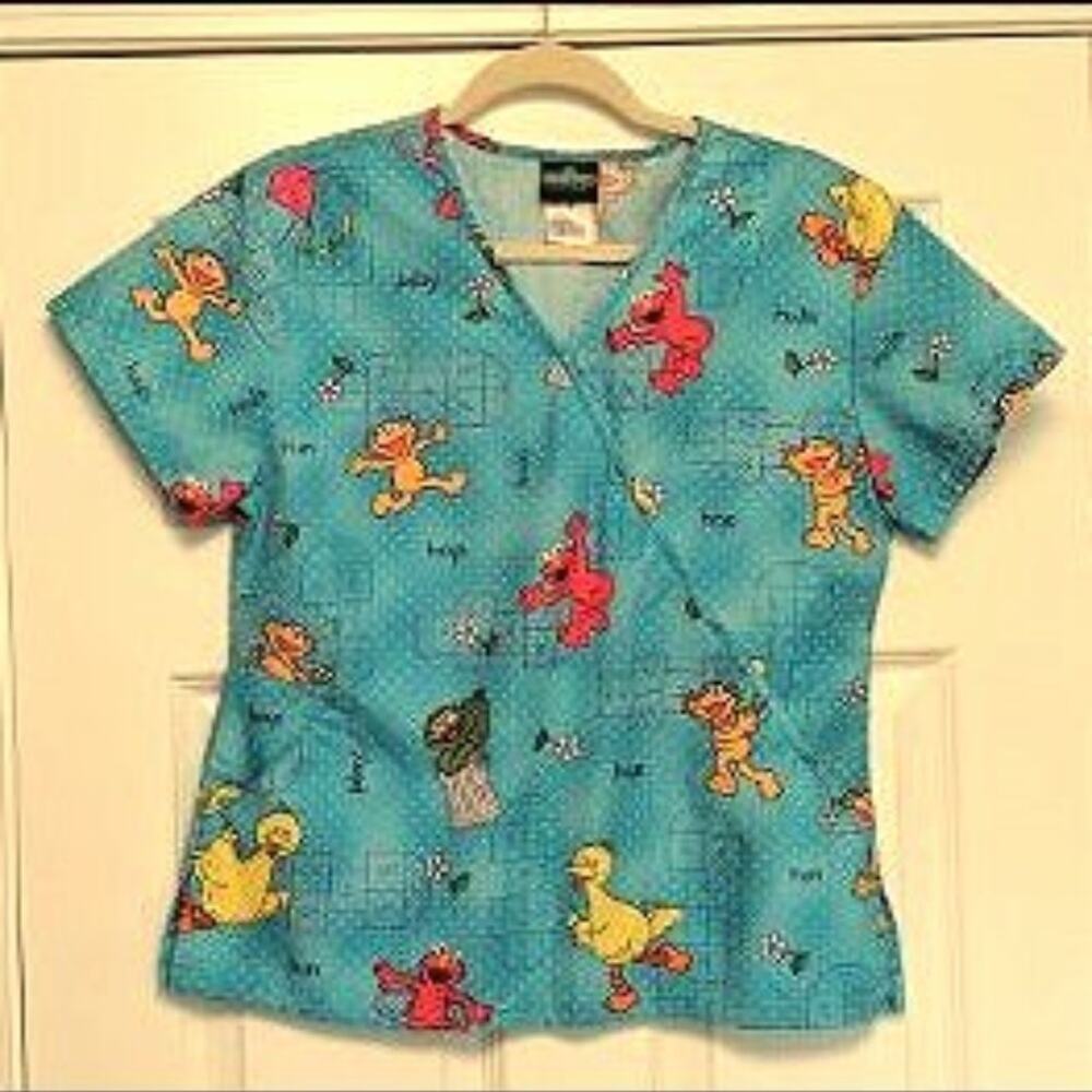 Sesame Street Blue Scrub Size Small